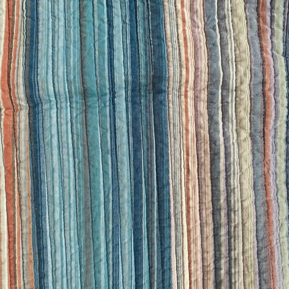 Sonoma Goods Striped Cotton Reversible Quilt Set Blue Orange Nautical Beach Boho